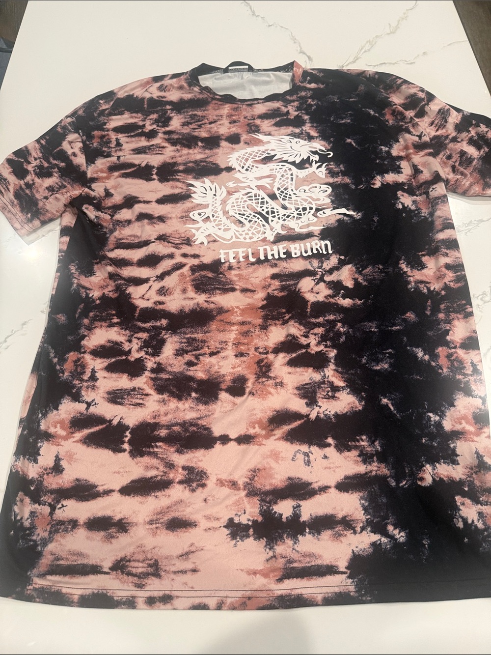SHEIN Black & Pink Tie-Dye Dragon Graphic Tee Dress